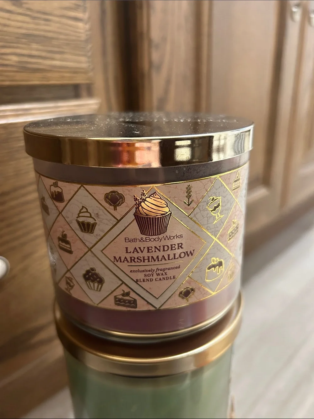 Bath & Body Works Lavender Marshmallow Candle - Purple & Gold